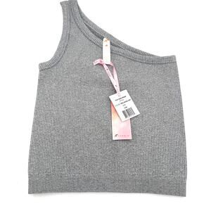 Fornia Women/s Grey One Shoulder Ribbed Tank Top New with tags Size Small/Medium